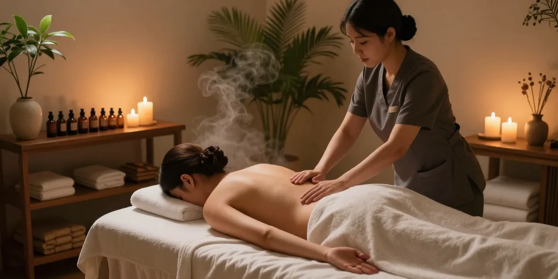 인천출장안마 in a soothing spa room with a therapist and calming decor