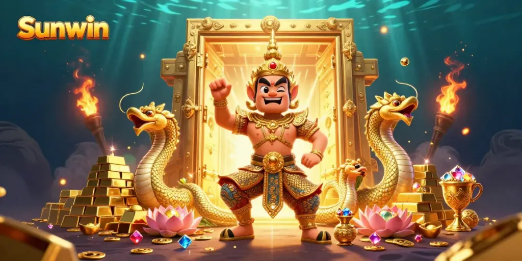 Experience thrilling gaming wealth with Sunwin's vibrant treasure-filled 3D illustrations.