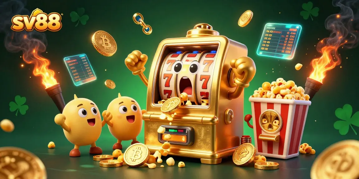 Spin for rewards and winnings with sv88's vibrant slot machine jackpot scene.