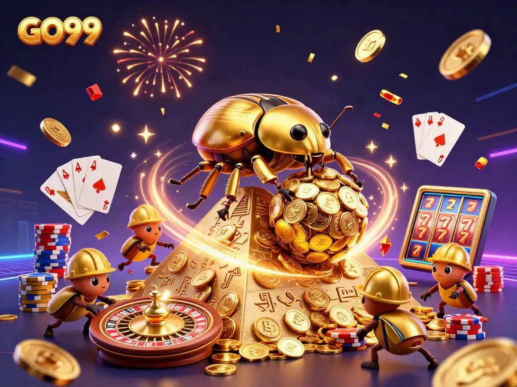 Experience the thrill of GO99 as a golden beetle leads a treasure adventure in an exciting casino world.