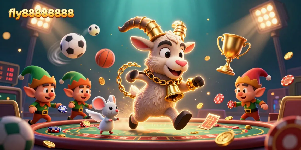 Join the fun and excitement at fly88888888 while the Krampus goat oversees a thrilling casino experience.