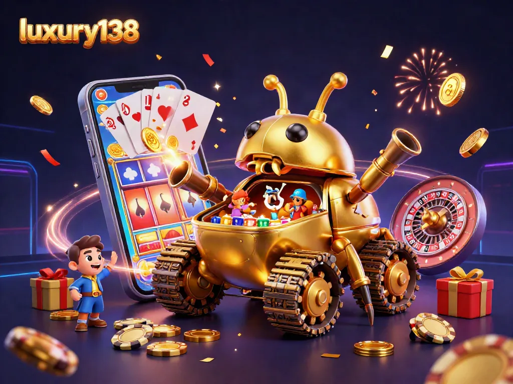 Experience the excitement of luxury138 through this vibrant casino-themed illustration.