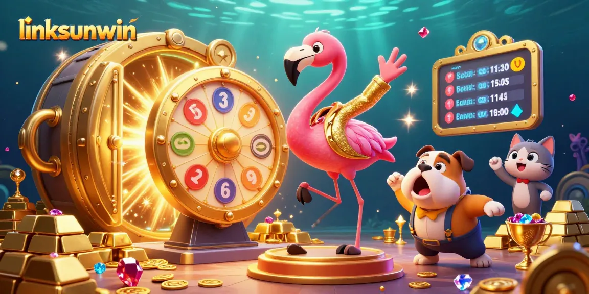 Spin the prize wheel with linksunwin in an exhilarating 3D casino scene filled with treasures.
