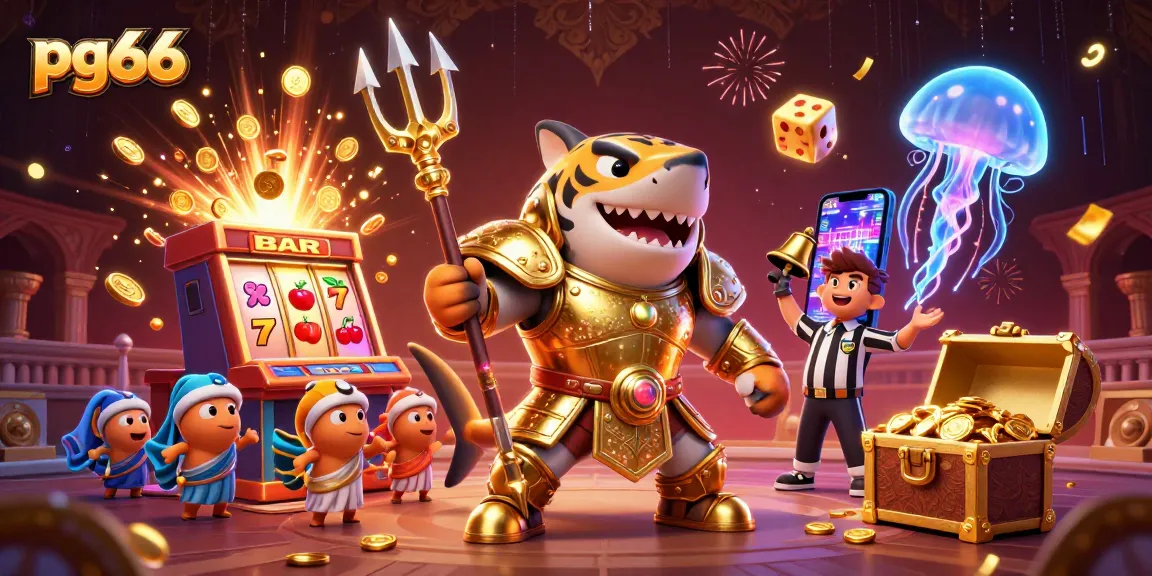 Play exciting games on pg66 with an underwater-themed casino illustration featuring vibrant elements.