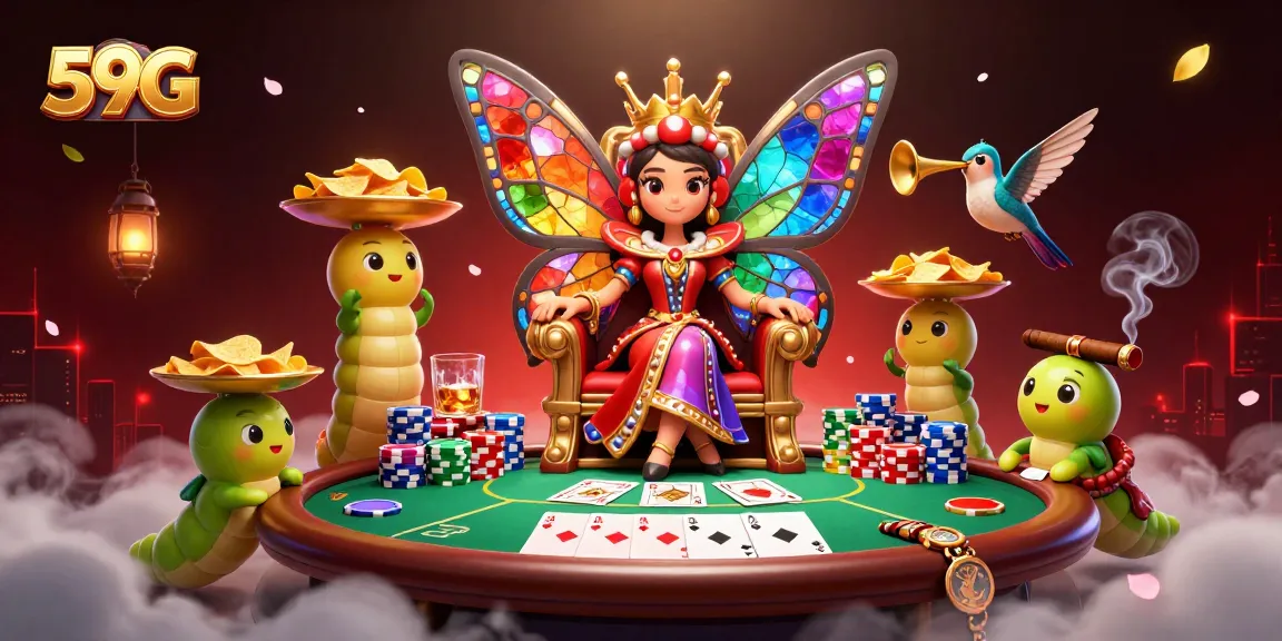 Experience the excitement of 59G with dynamic casino elements and characters in a stunning 3D illustration.
