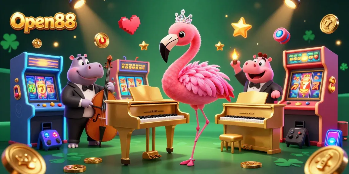 Engage with Open88's thrilling casino experience featuring animated characters and vibrant game elements.