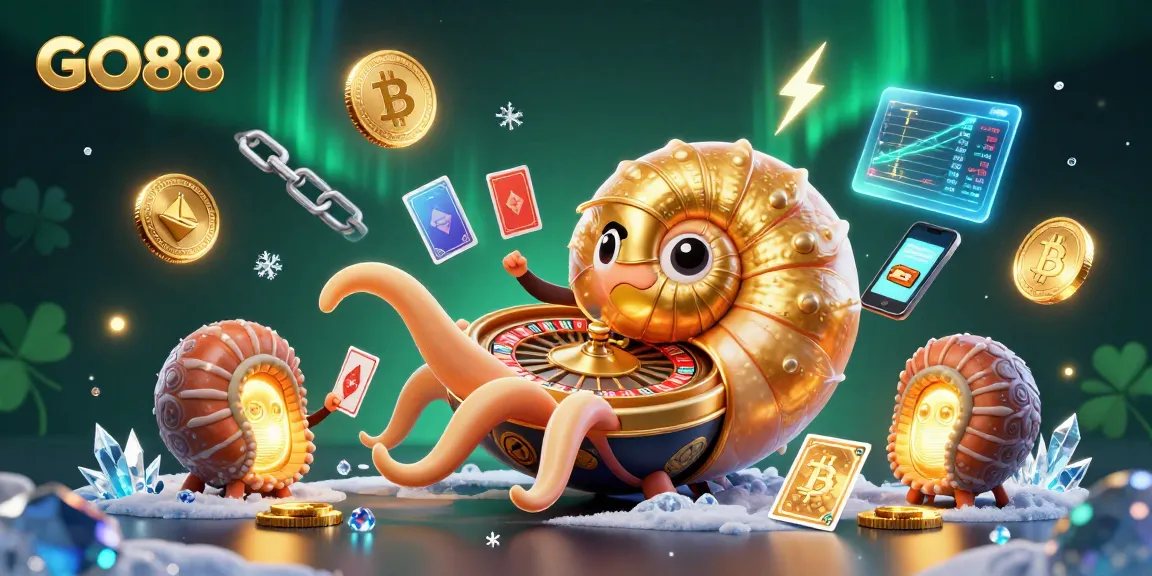 Participate in thrilling GO88 casino games featuring a giant nautilus and glowing ammonites.