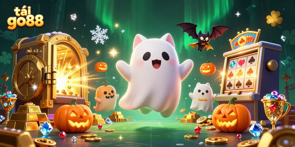 Experience thrilling gameplay with tải go88 at a haunted casino featuring ghostly characters and treasure!