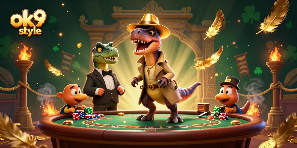 Bet on thrilling games with ok9 style at the casino, featuring lively characters and rich gaming elements.