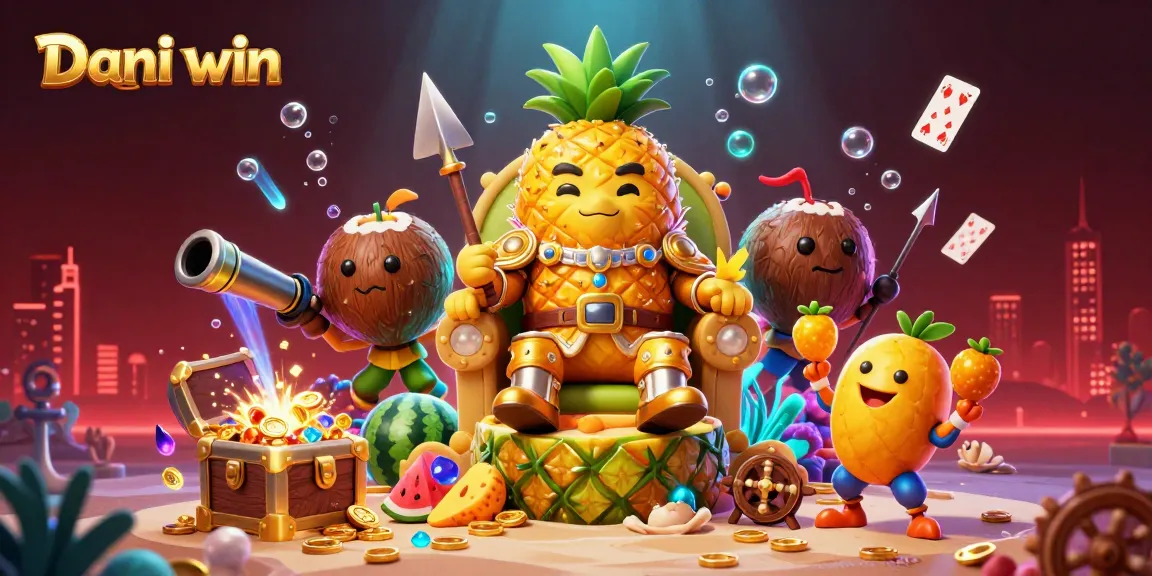 Dive into excitement with Dhani win's vibrant gaming illustration featuring treasure and fun!