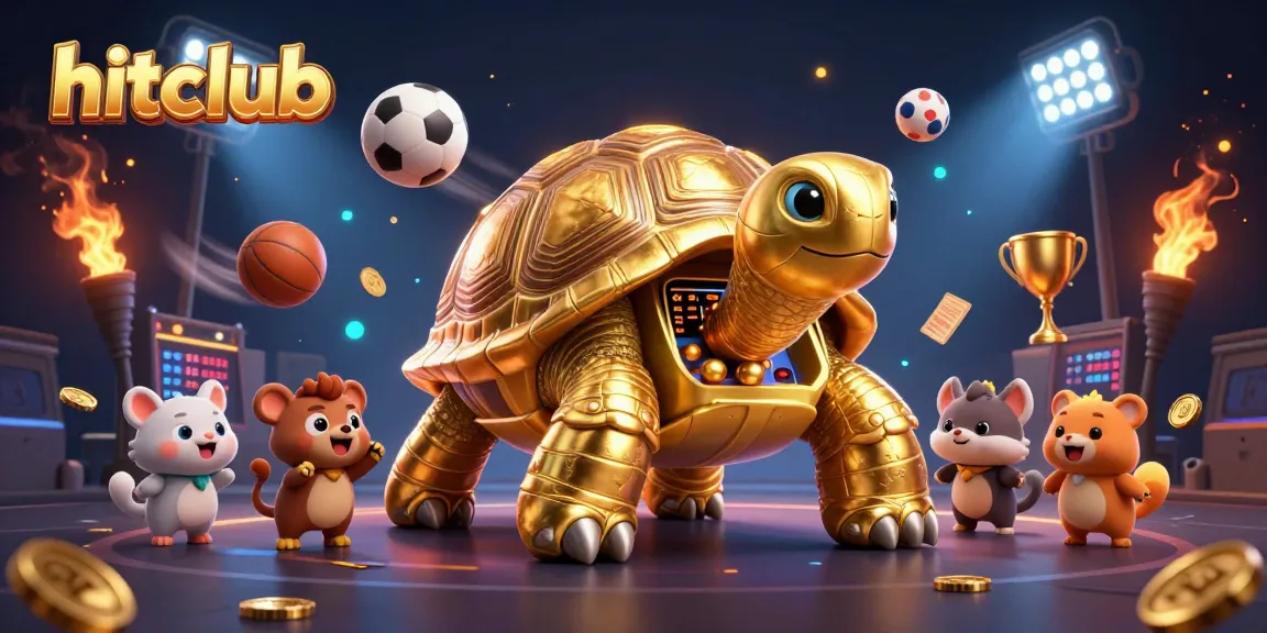Experience the excitement at hitclub with a dynamic gaming scene featuring a golden tortoise pinball machine.