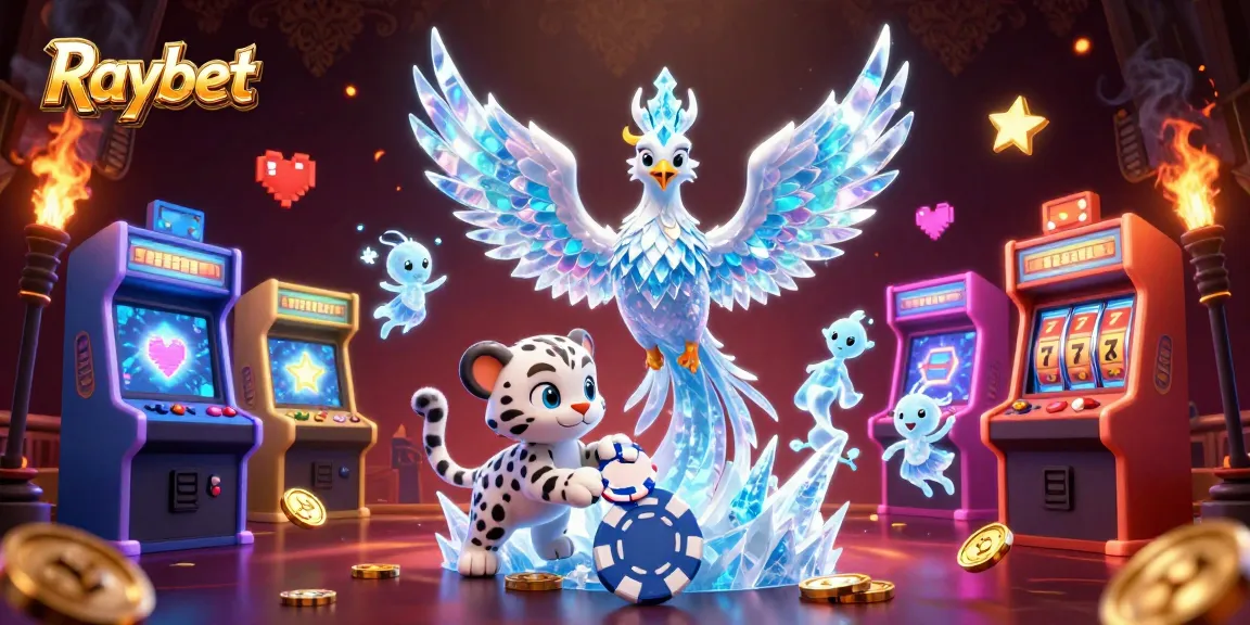 Experience the thrill of Raybet with vibrant 3D casino gaming elements and animated characters.
