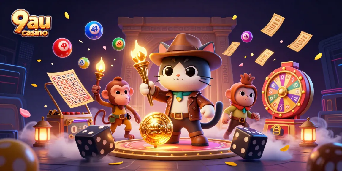 Engage in the thrilling adventure at 9au casino with an explorer cat uncovering treasures.