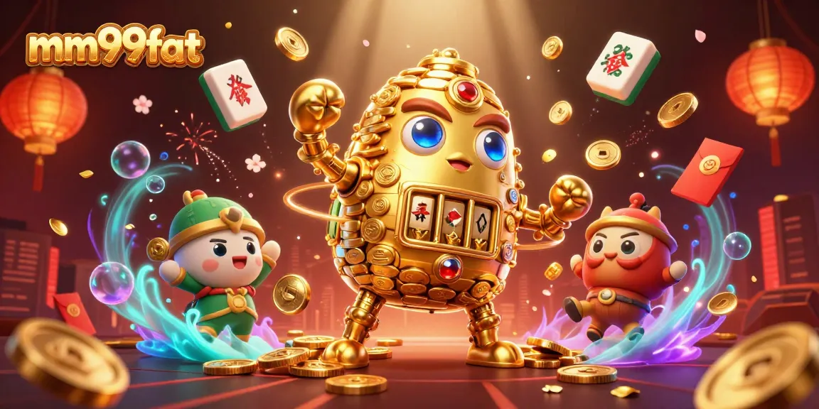 Experience magical wins with the animated golem at mm99fat, adorned with gems, coins, and lottery symbols.