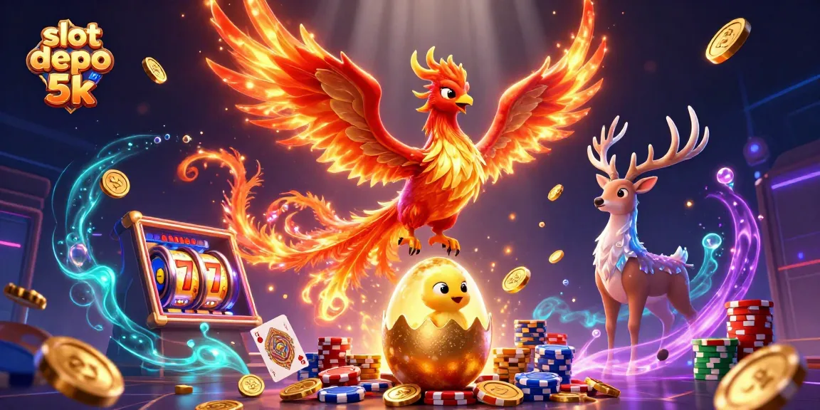 Players engage with thrilling slot depo 5k games featuring golden phoenix and vibrant casino elements.