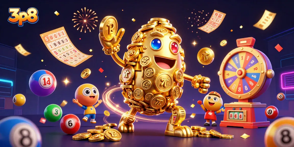 Engage with vibrant 3p8 casino gaming elements in a dynamic scene featuring a golden golem.