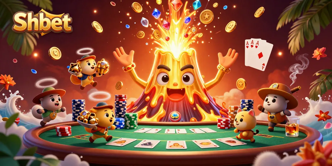 Win big at Shbet with an erupting volcano of gold and treasure surrounded by poker elements.