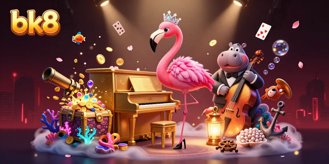 Experience the thrill of bk8 with vibrant games, featuring a flamingo singer and joyous atmosphere.
