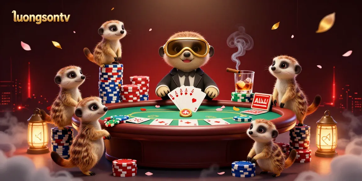 Experience the lively casino operation of meerkats at luongsontv, showcasing poker chips, cards, and more.