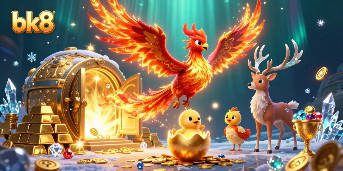 Bet on bk8 and experience thrilling gaming with a majestic phoenix and golden treasures.