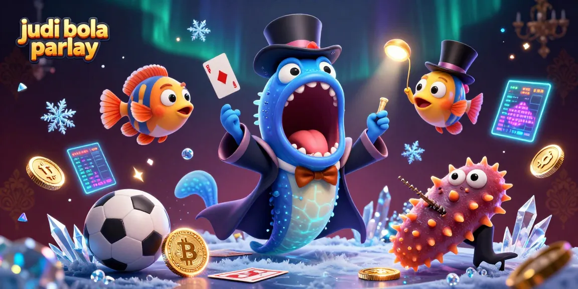 Engage in exciting judi bola parlay with vibrant sports-themed characters and neon crypto elements.